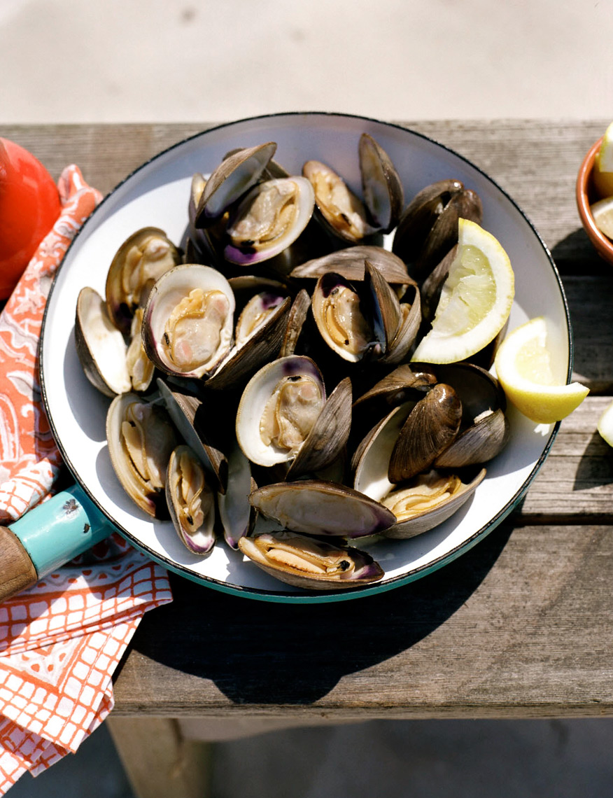 Food and entertaining by the beach clams for Coastal Living