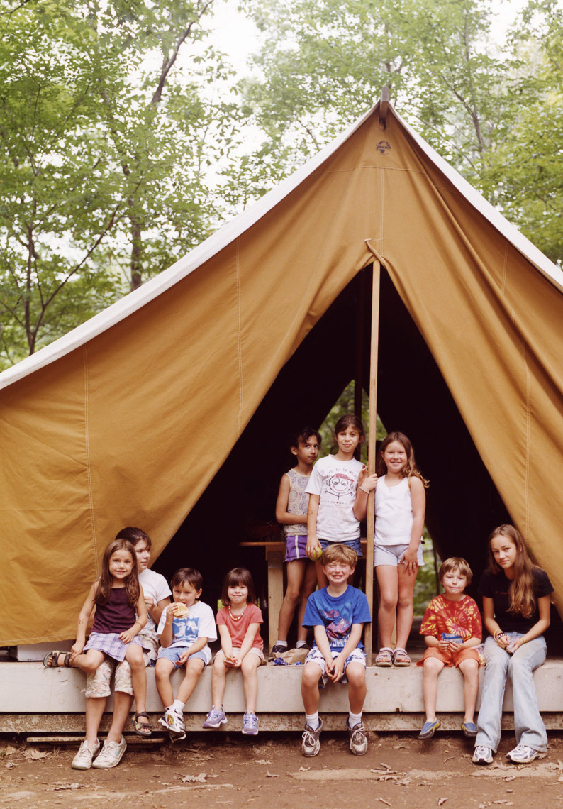 Kids in tent summer camp