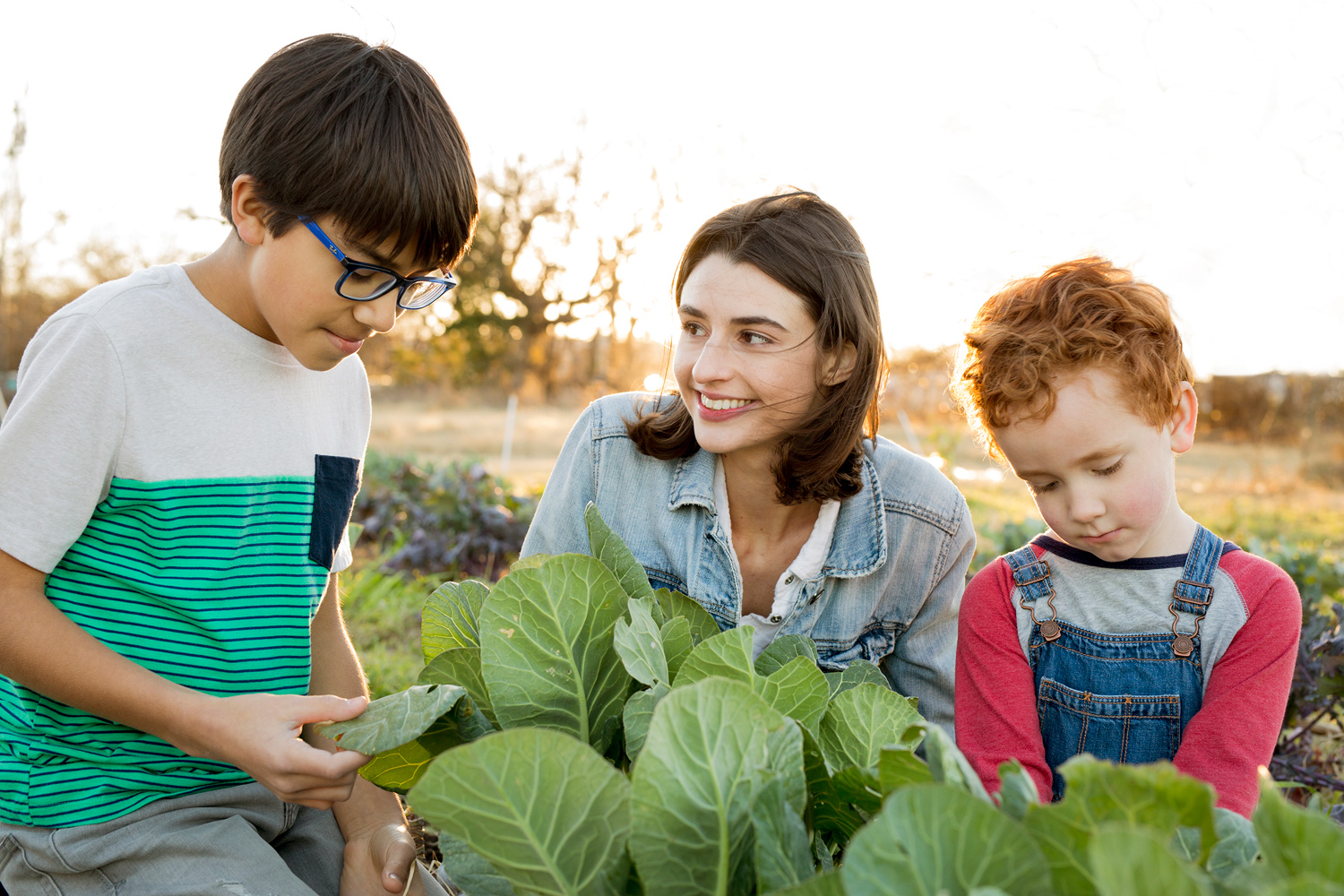Harvesting plants with kids by lifestyle photographer Buff Strickland