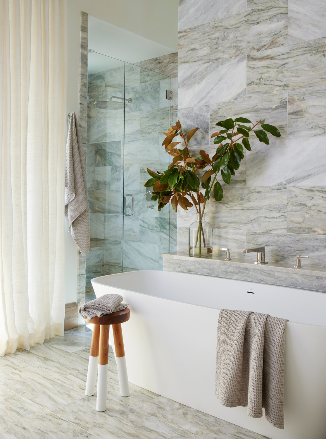 Ann Sachs tile in elegant bathroom by interior photographer Buff Strickland