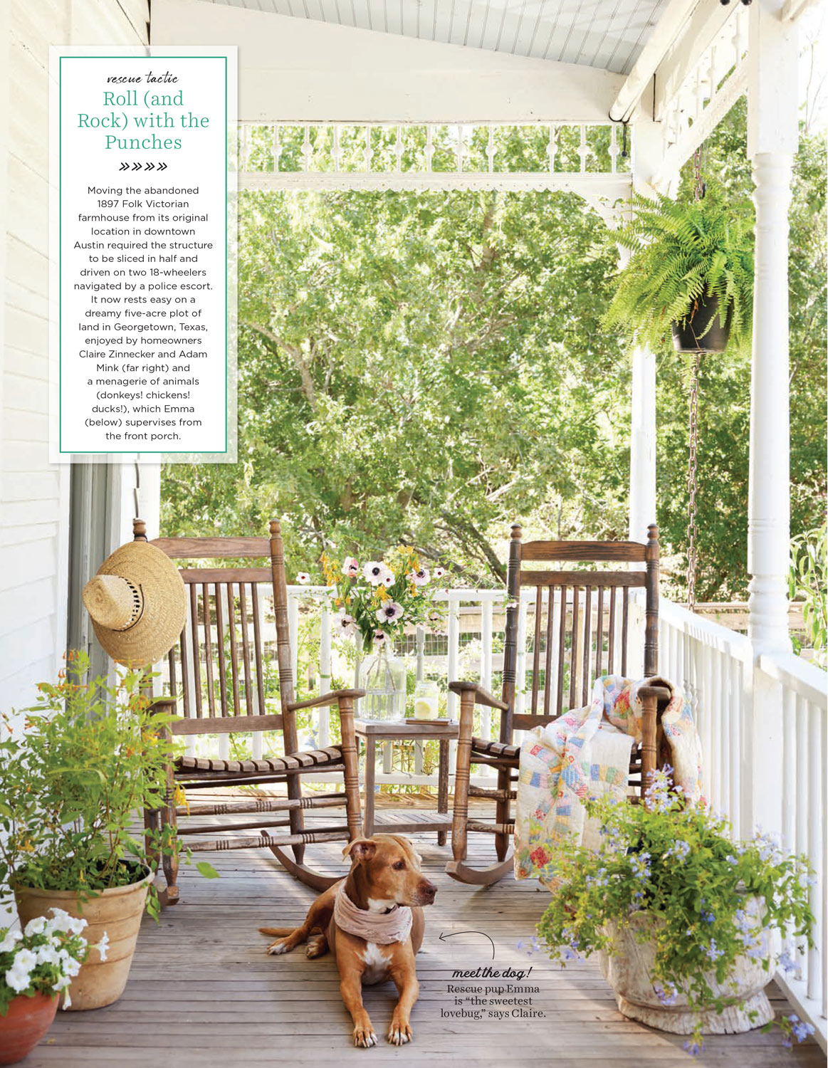 Farmhouse porch of designer Claire Zinnecker photographed by Austin based lifestyle photographer Buff Strickland