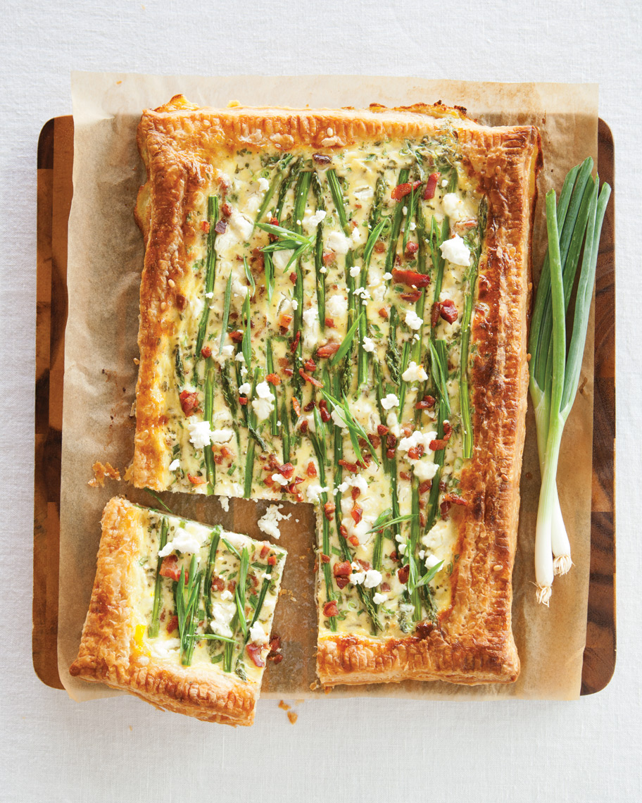 Camille Styles Entertaining spring brunch with goat cheese bacon tart