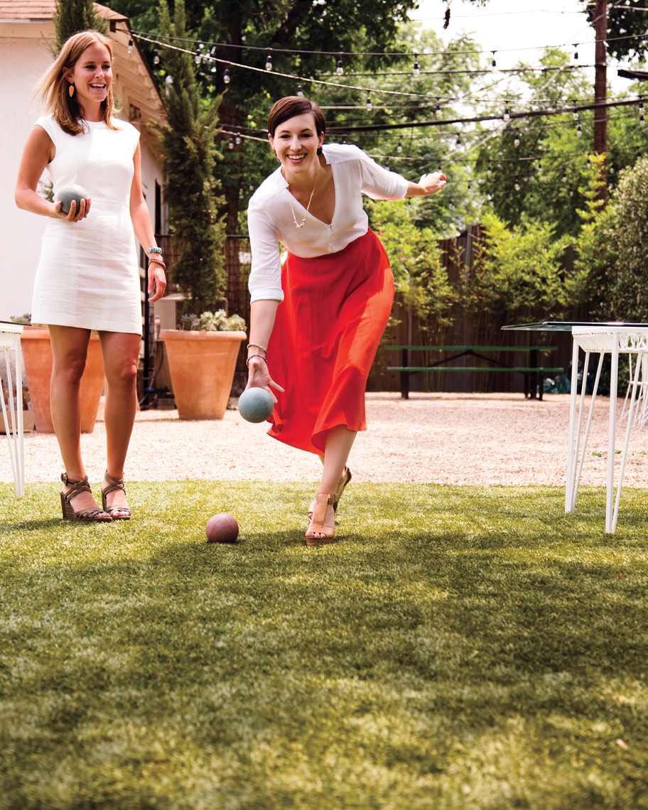 Camille Styles Entertaining Spring brunch playing bocce