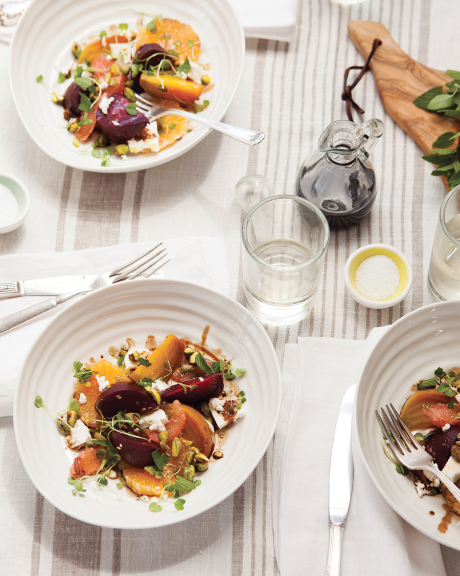 Camille Styles Entertaining book summer salads with beets and oranges and rose 