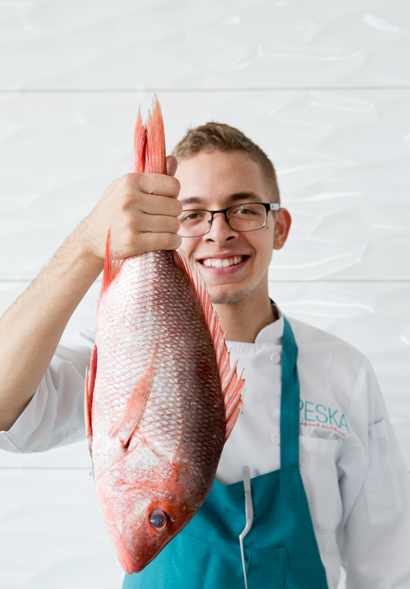 Houston restaurant Pesca chef shot for Houstonia magazine