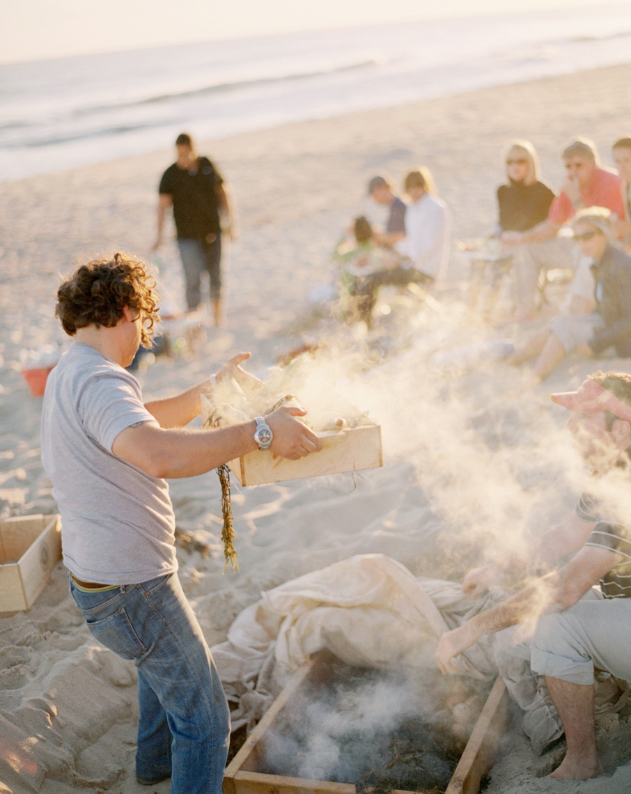 Nantucket lobster bake Food & Wine magazine on the beach