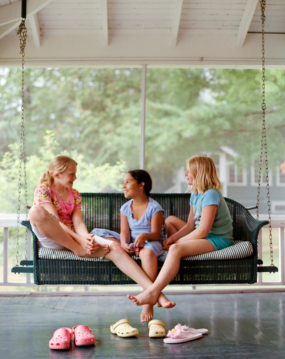 girls on porch in summer 